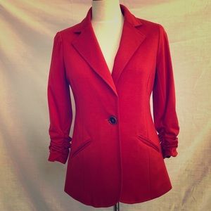 Fun blazer w/animal-print lining & ruched sleeves